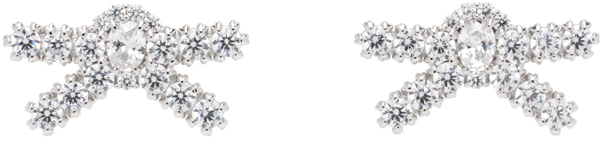 Silver YVMIN Edition Gem Bowknot Small Earrings