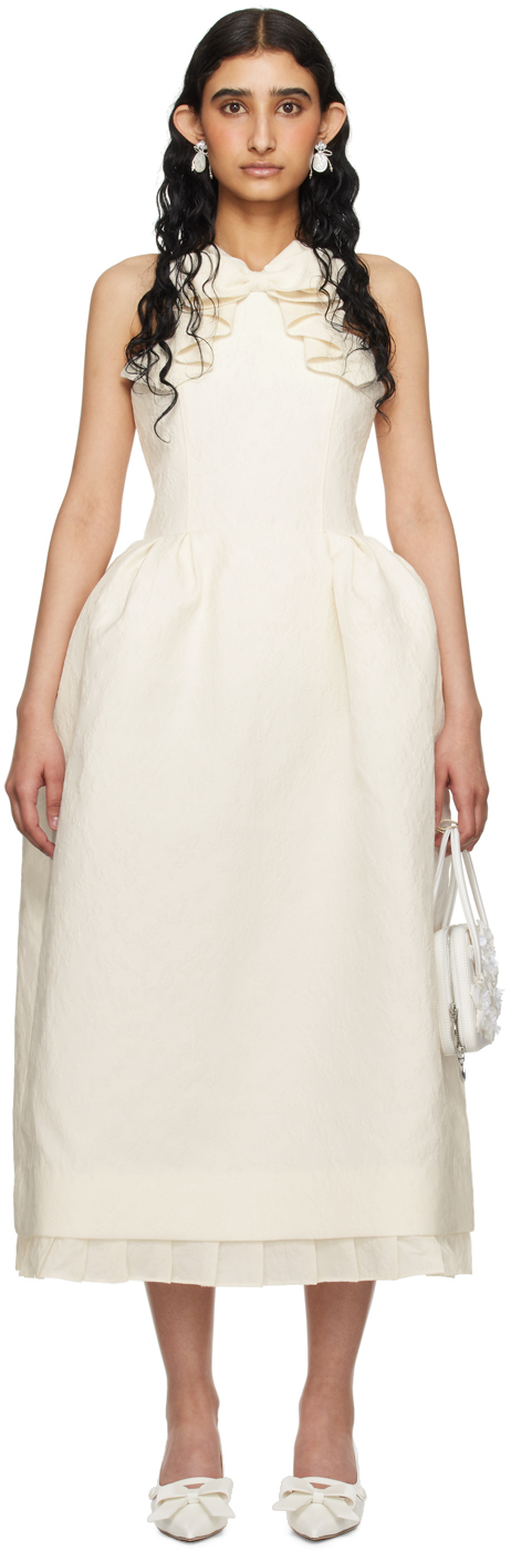 Shop Shushu-tong Ssense Exclusive Off-white Bow Midi Dress In Wh100 White