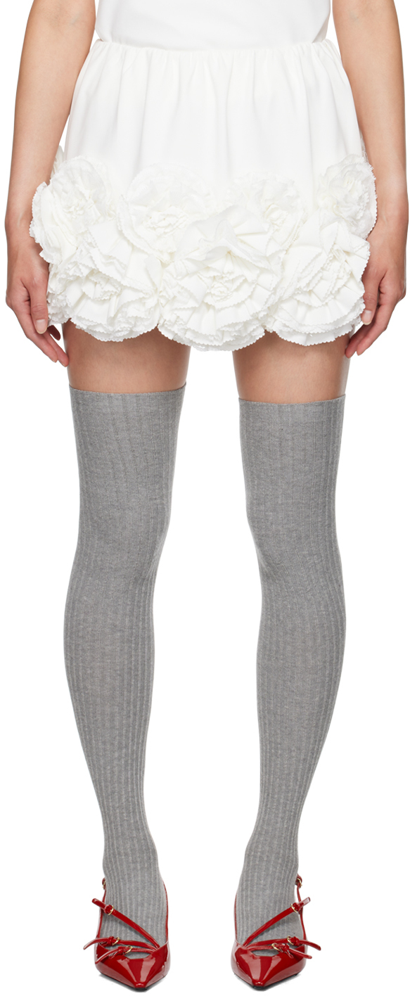 White Floral Appliqué Mini Skirt