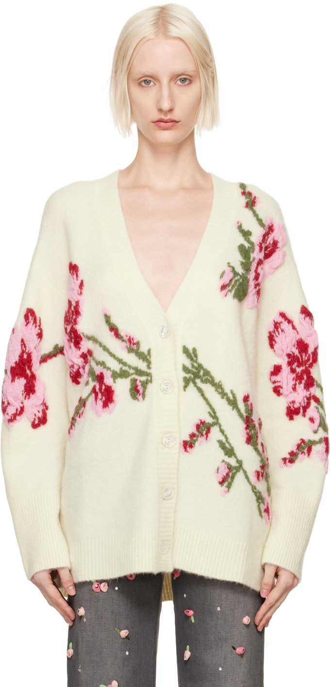 BLUMARINE 売れ筋商品|||ブルマリン カーディガン アウター レディース Cardigans White Openwork Cotton Cardigan | Blumarine