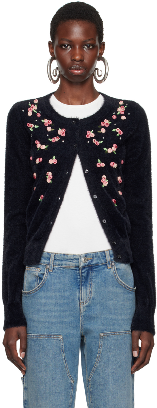 Black Embroidery Roses Cardigan