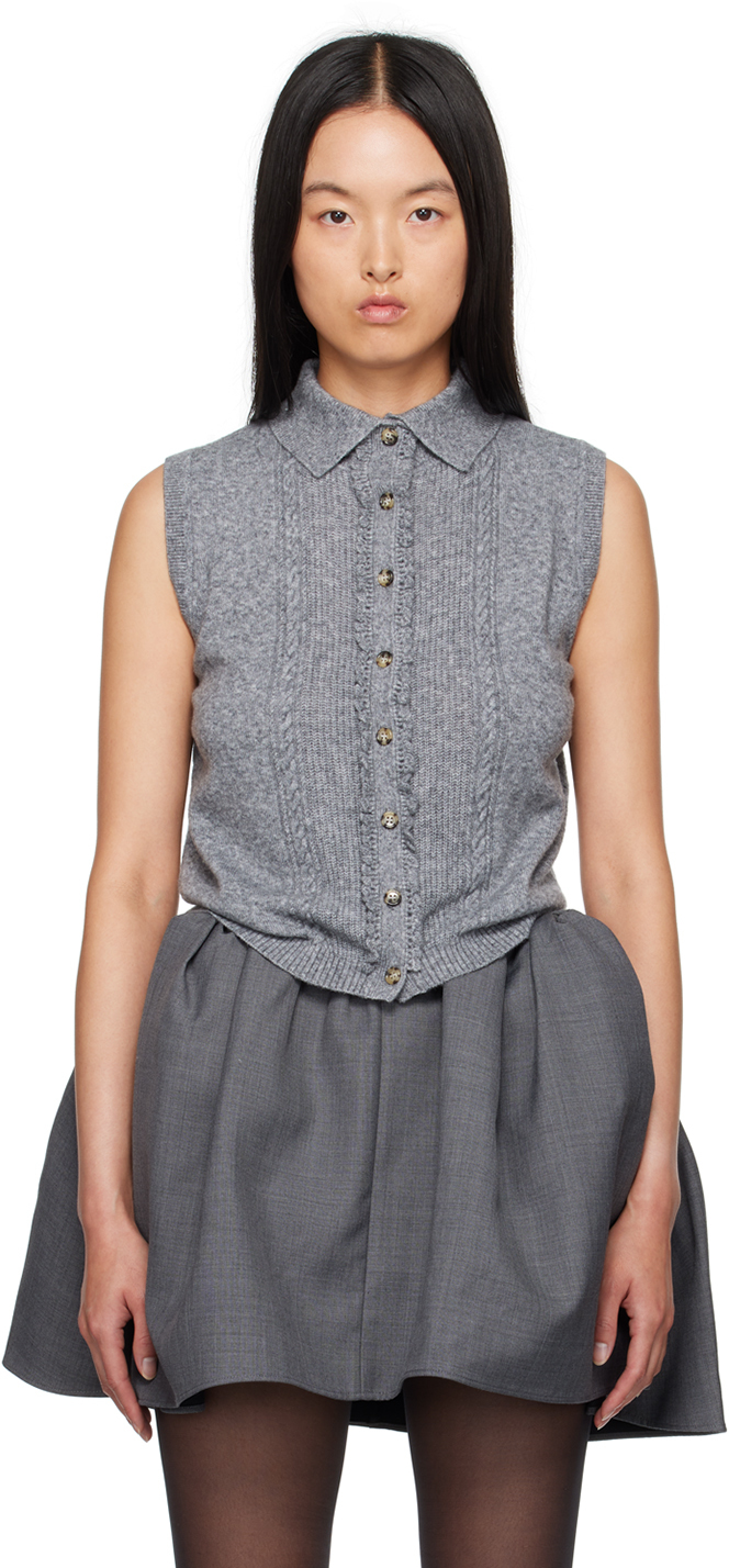 Shop Shushu-tong Gray Spread Collar Cardigan In Gr100 Grey