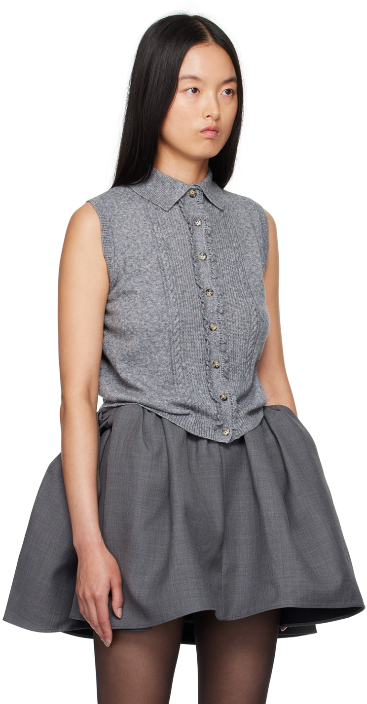 Shushu-tong Gray Spread Collar Cardigan In Gr100 Grey