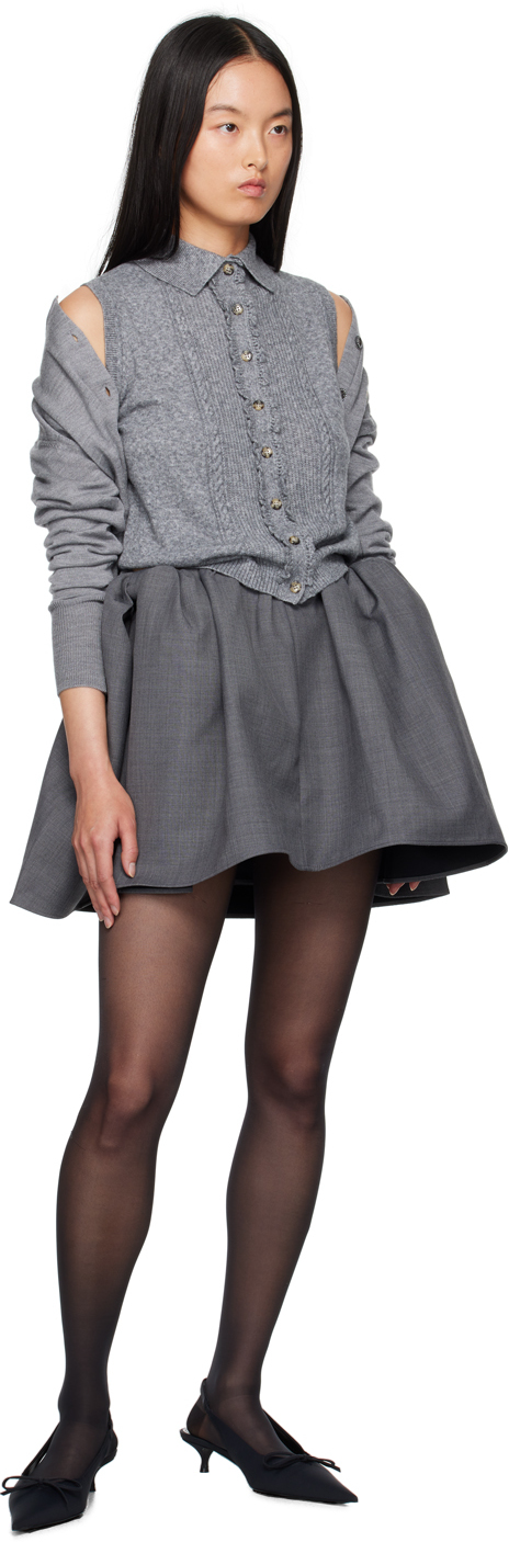 Shushu-tong Gray Spread Collar Cardigan In Gr100 Grey