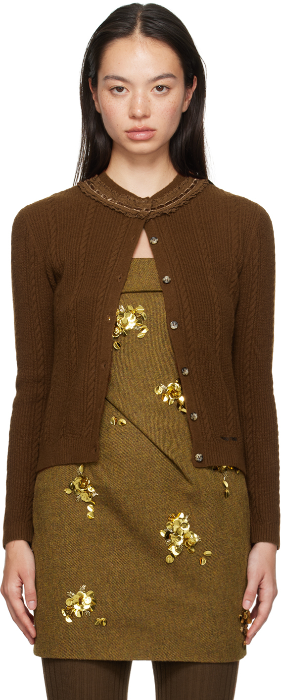 Shop Shushu-tong Brown Collar Embellished Cardigan In Ca100 Caramel