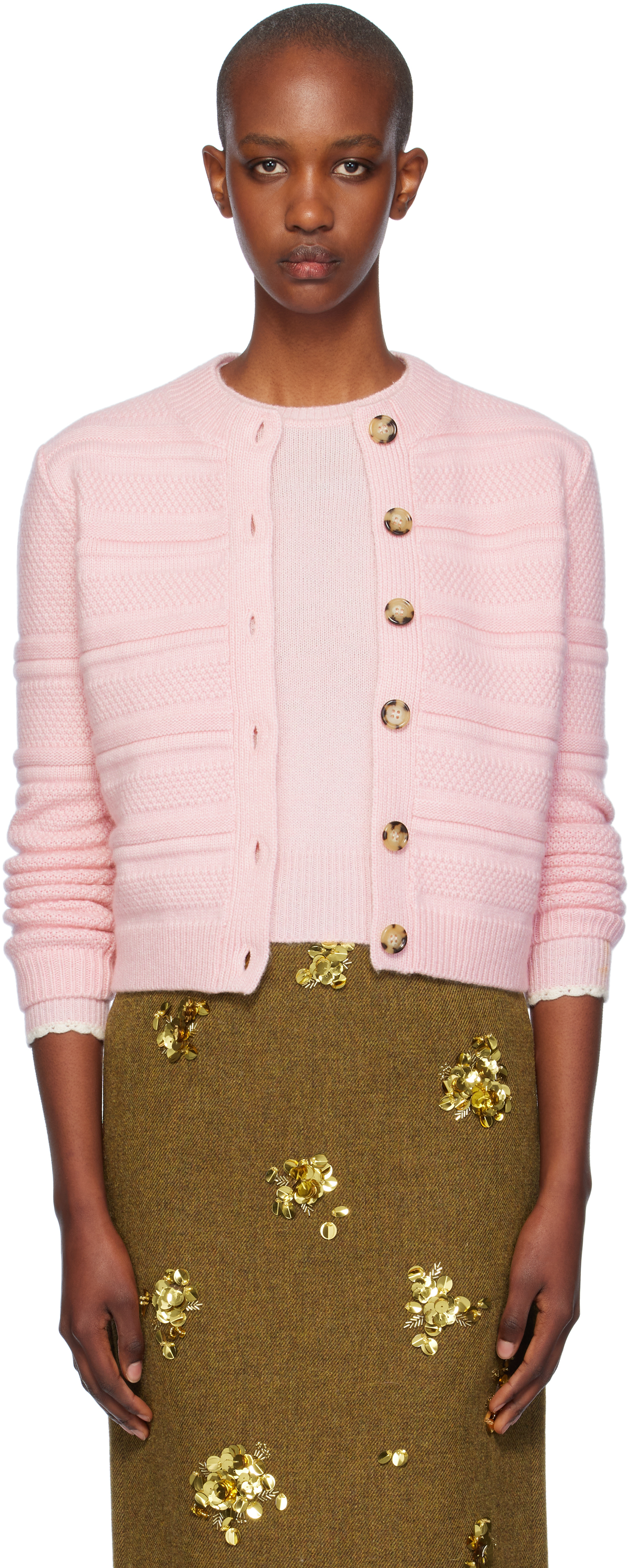 Shop Shushu-tong Pink Decorative Button Cardigan In Pi100 Pink