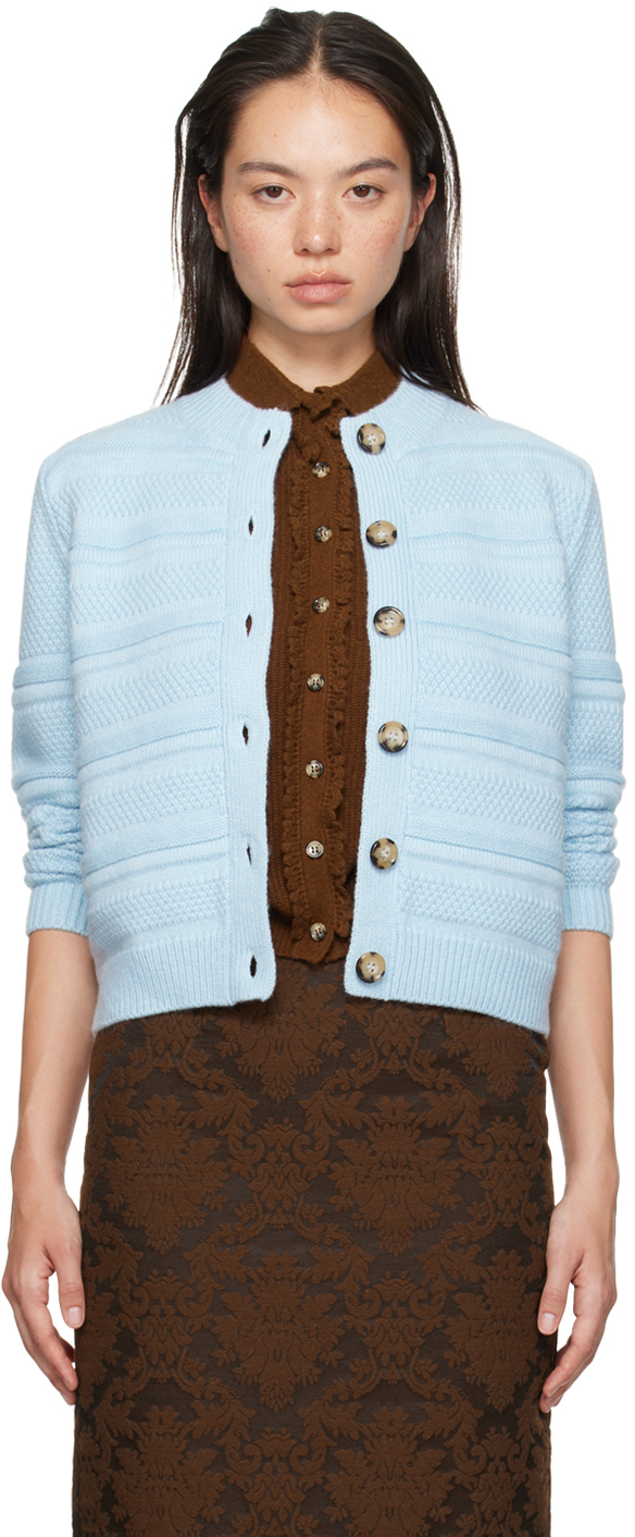 Blue Decorative Button Cardigan