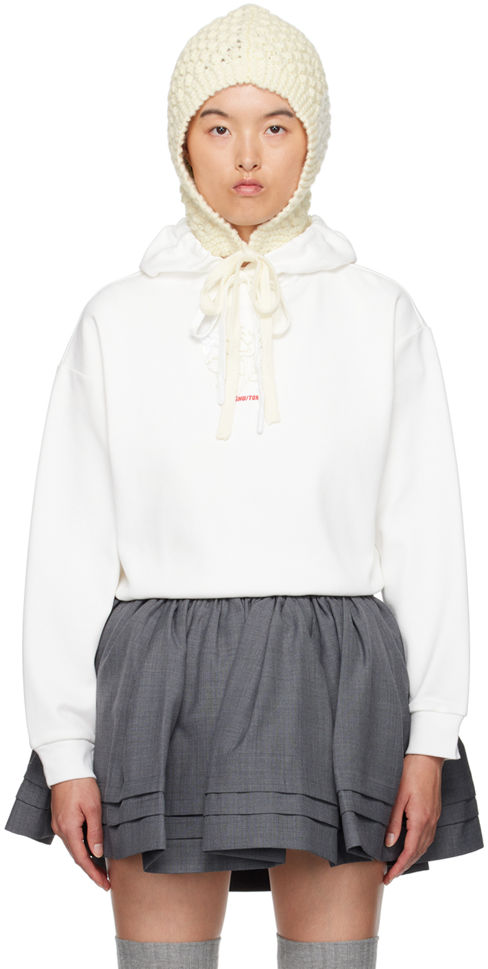 Shop Shushu-tong White Embroidered-logo Hoodie In Wh100 White