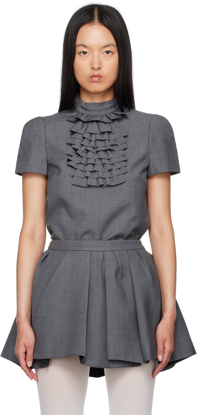 SHUSHU TONG Gray Detachable Ruffle Blouse