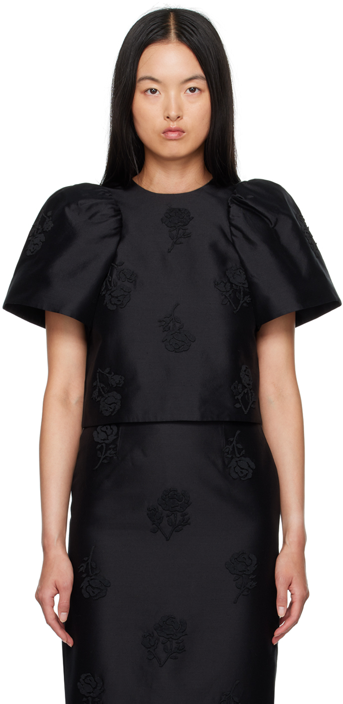 Shop Shushu-tong Black Puff Sleeve Blouse In Ba100 Black