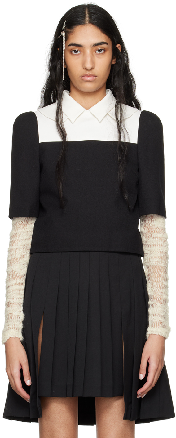 Black Double Collar Blouse