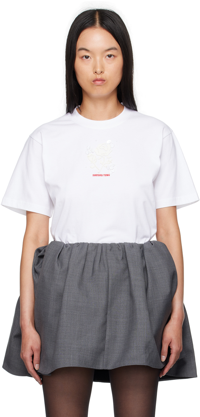 White Embroidered-Logo T-Shirt