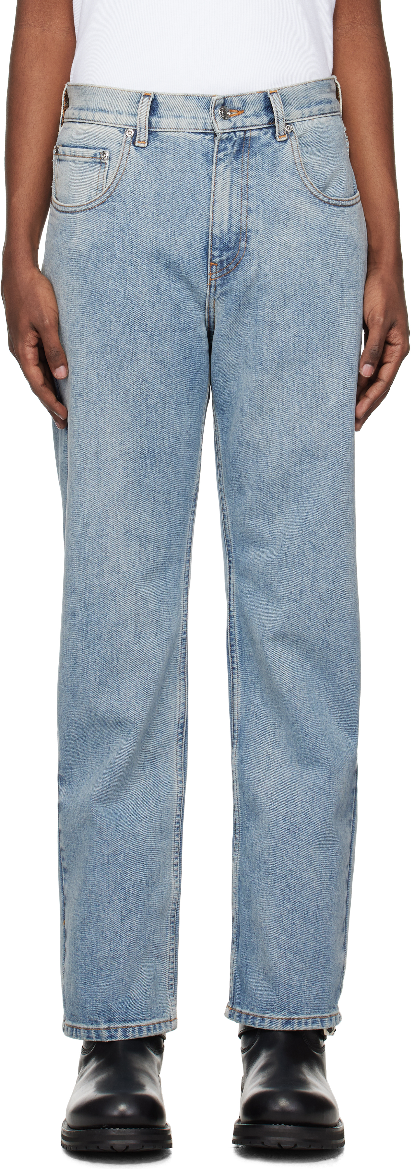 Blue Big Papi Jeans by Second/Layer on Sale