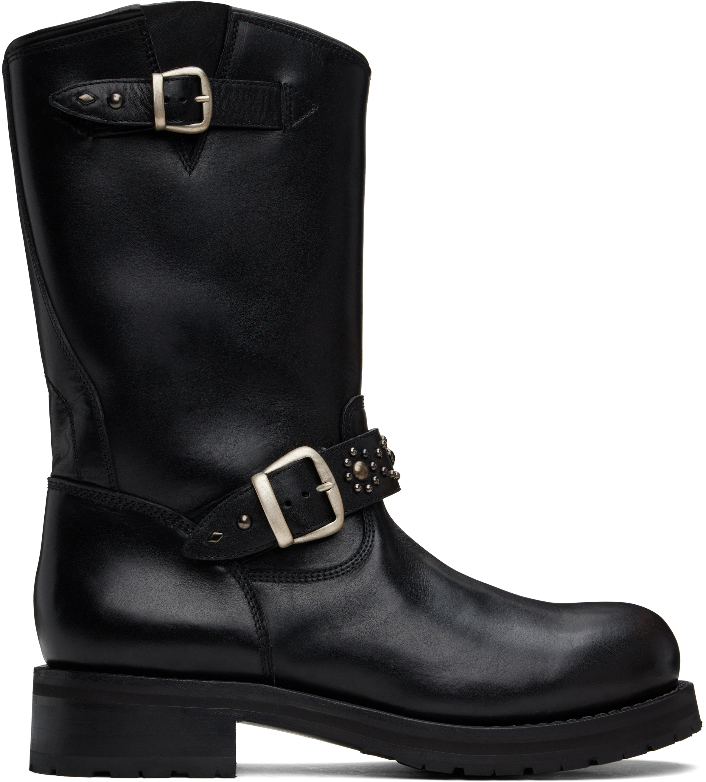 Shop Second / Layer Black Rider Boots In Black Stud