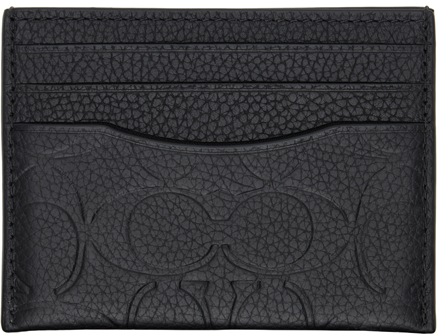 Coach 1941: Black Signature Leather Card Holder | SSENSE