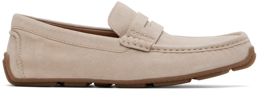 Shop Coach Taupe Luca Driver Loafers