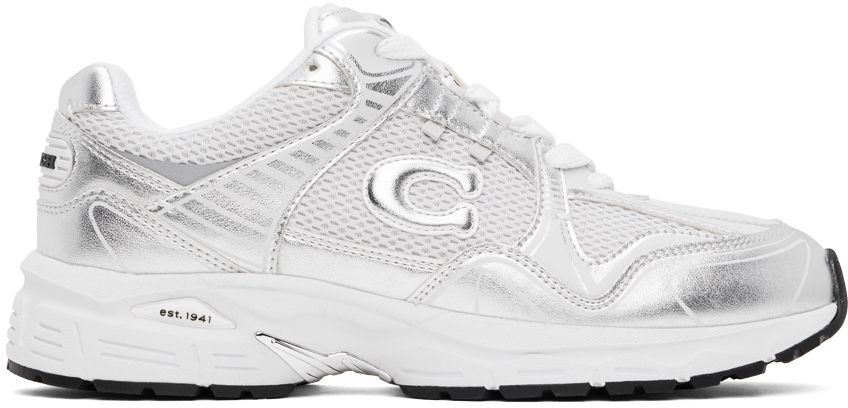 Silver & White C301 Sneakers