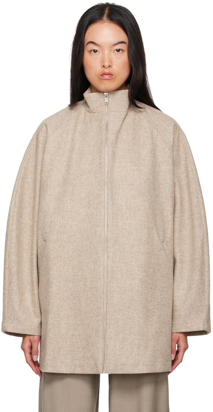 Taupe Virgin Wool Utility Jacket