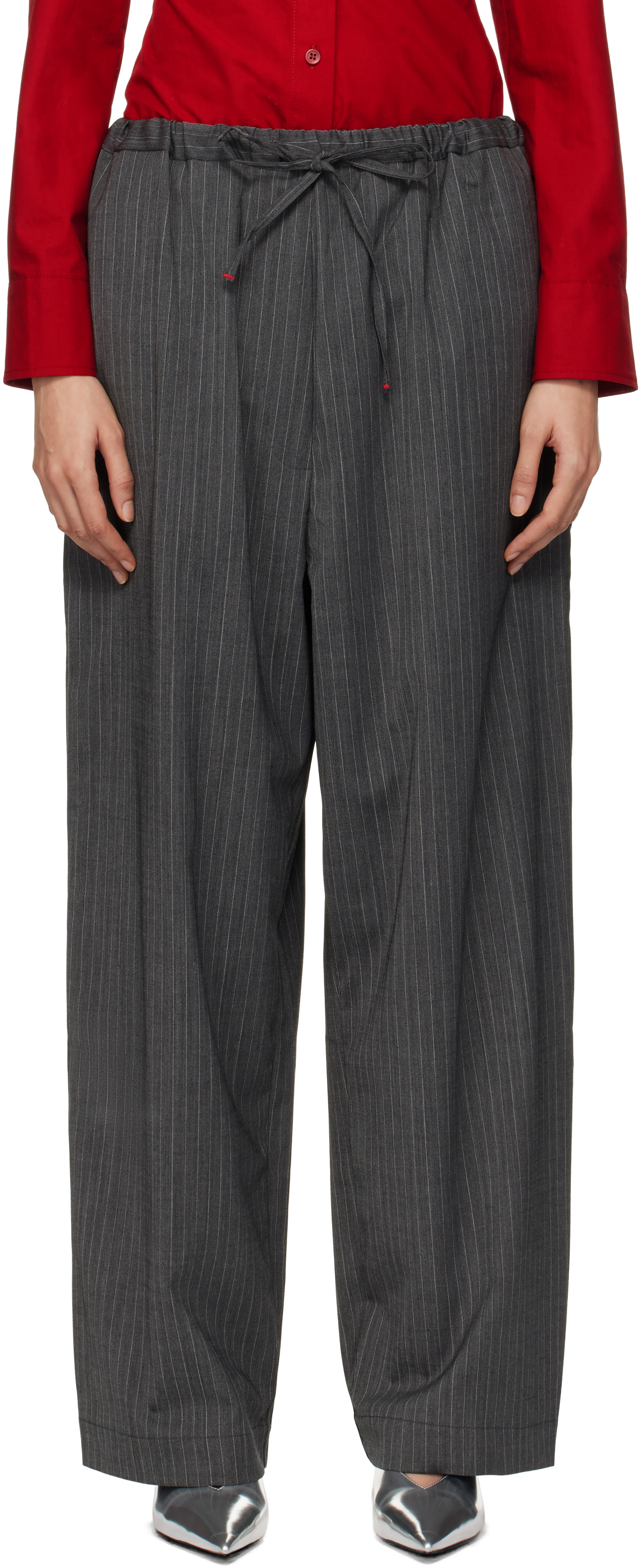 Gray Classic Striped Trousers