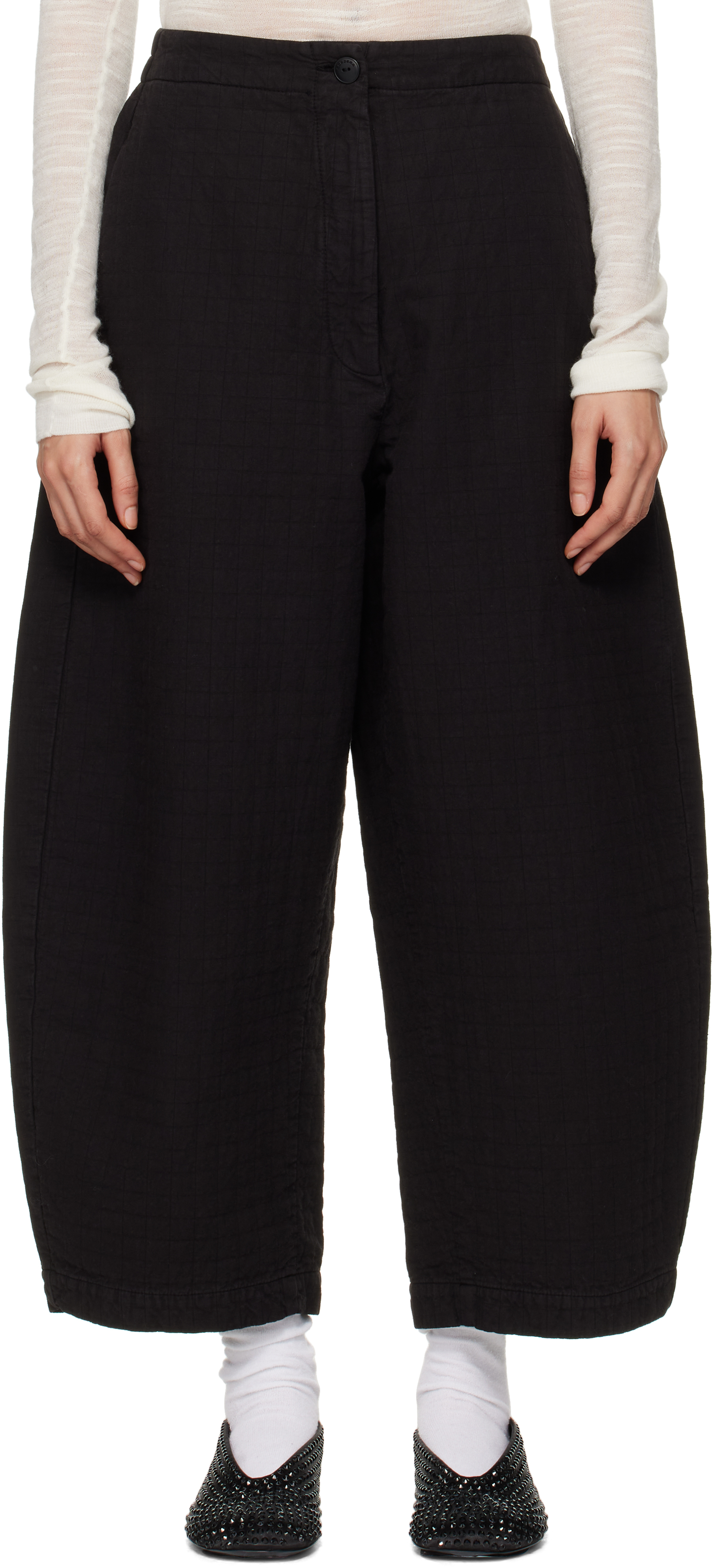 Black Curved Trousers