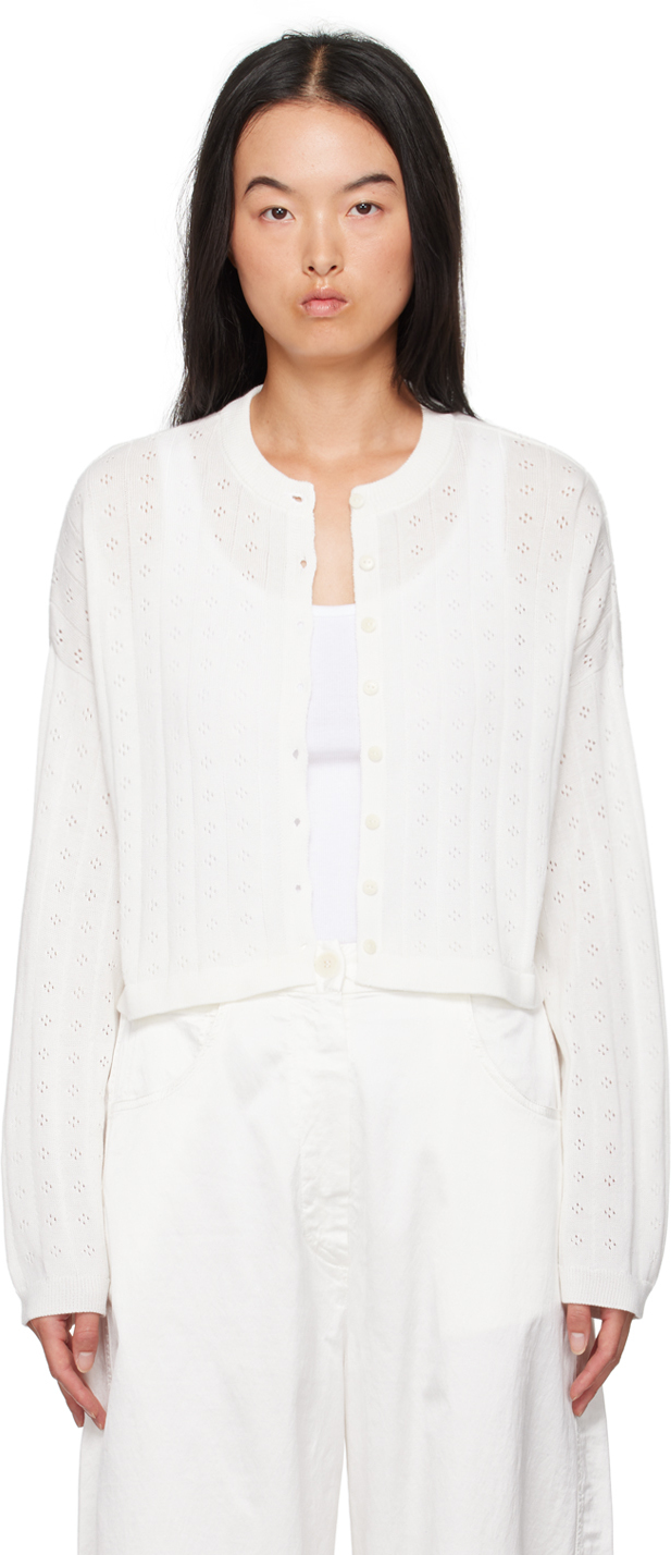 White Knitted Perlé Cardigan