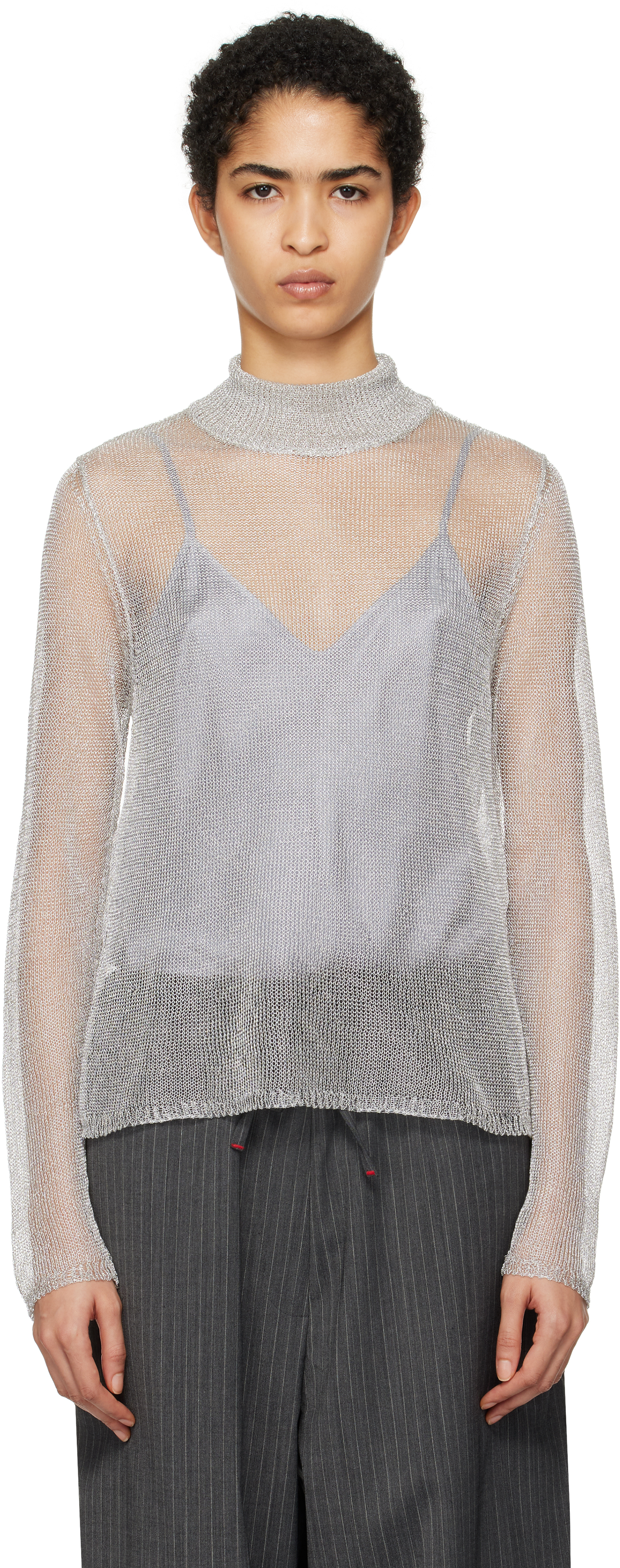 Silver Mesh Turtleneck