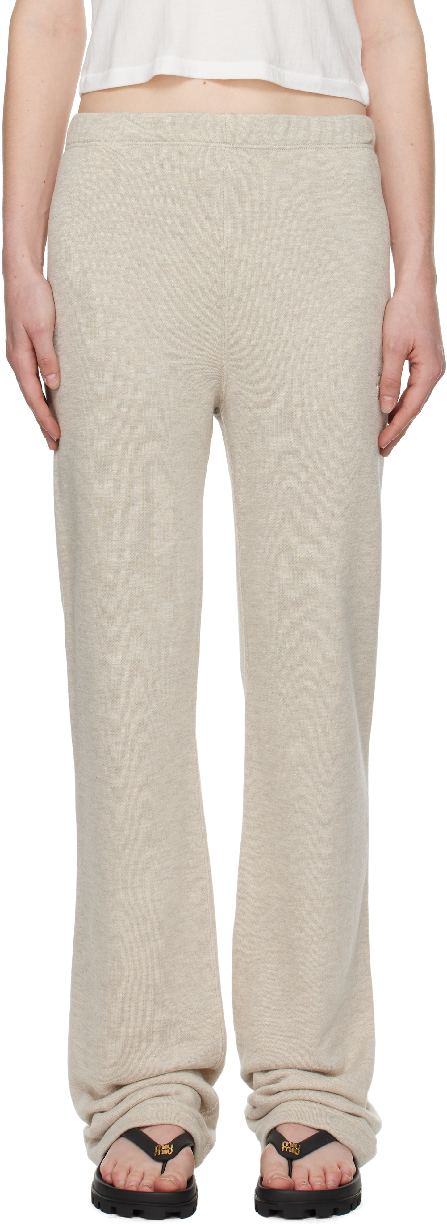 Beige Straight Leg Sweatpants