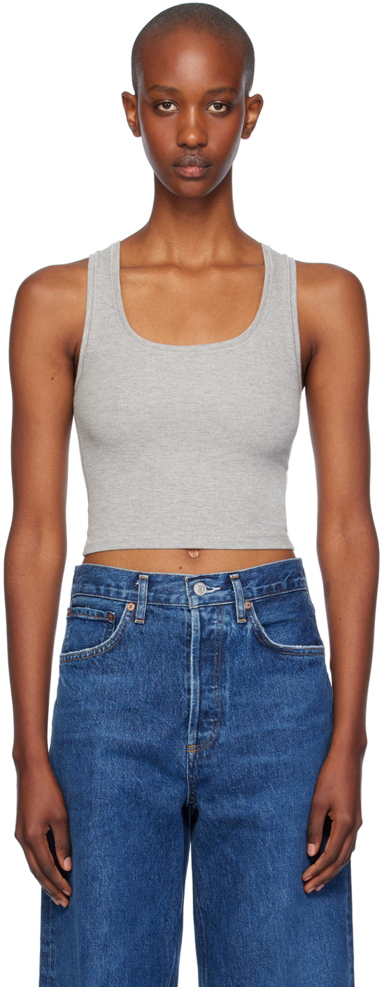 Gray Square Neck Tank Top