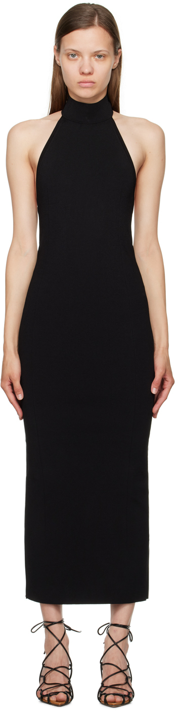 Shop Khaite Black 'the Suzanne' Midi Dress In 200 Black