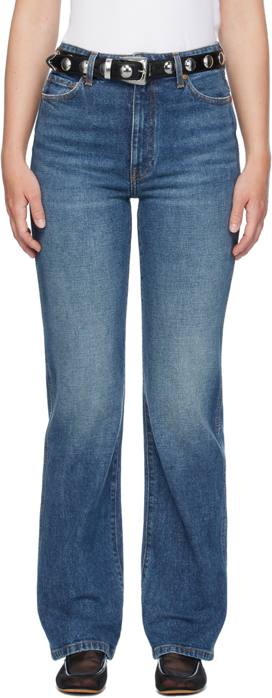 Shop Khaite Blue 'the Danielle' Stretch Jeans In 099 Archer