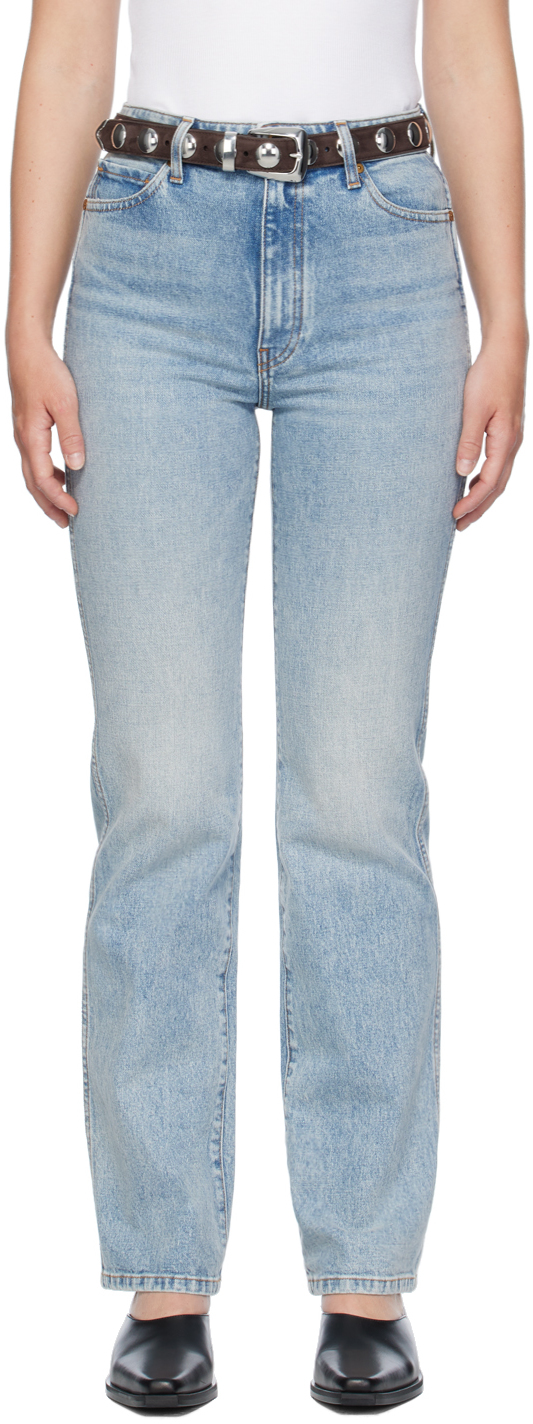 Shop Khaite Blue 'the Danielle' Stretch Jeans In 096 Bryce Stretch