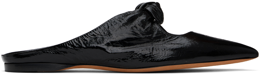 【送料&関税込】Khaite Mule The Rowan Black Rowan knotted crinkled-leather mules | KHAITE | NET-A