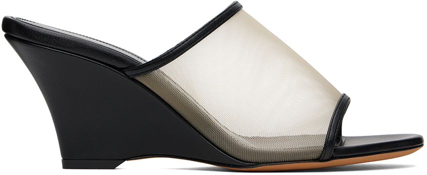 Shop Khaite Beige & Black 'the Marion' Wedge Sandals In 395 Black / Nude