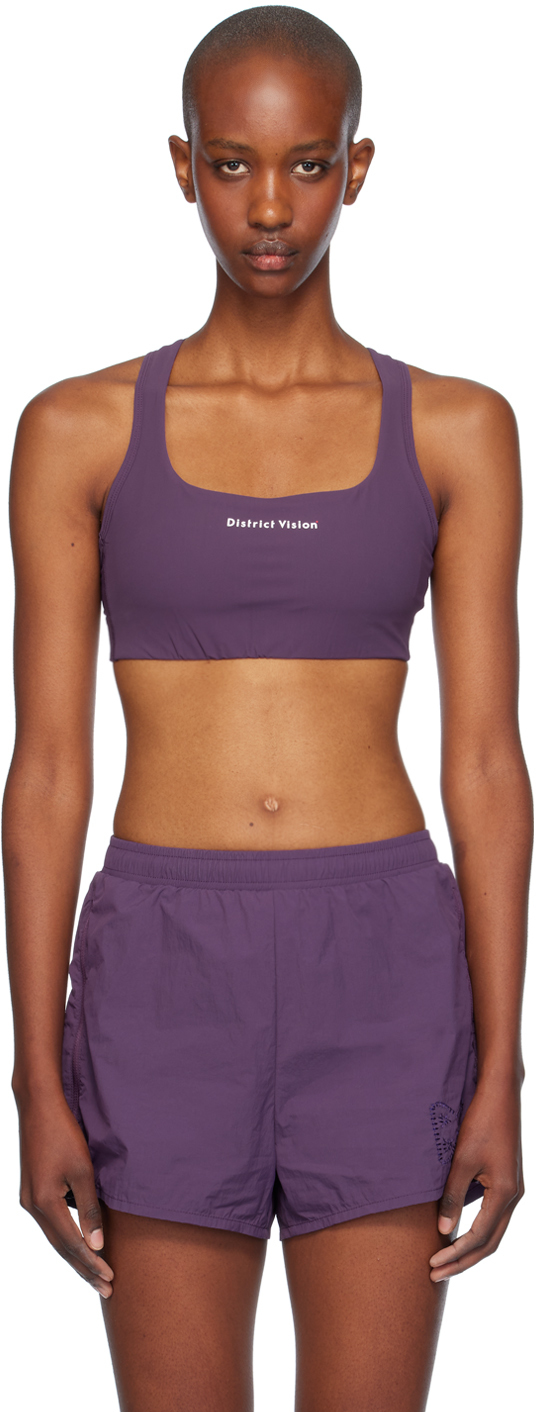 Shop District Vision Purple Twin Layer Medium Support Sport Bra In Nigthshade