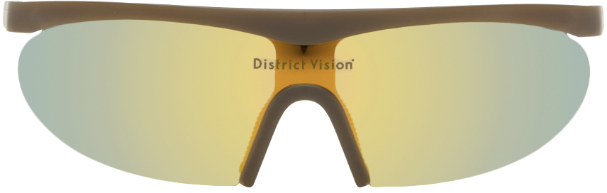 Shop District Vision Brown 'koharu' Eclipse Sunglasses In Cedar/d+ Fire Mirror