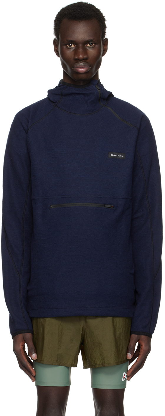 Navy Hooded Running Midlayer Zip Hoodie