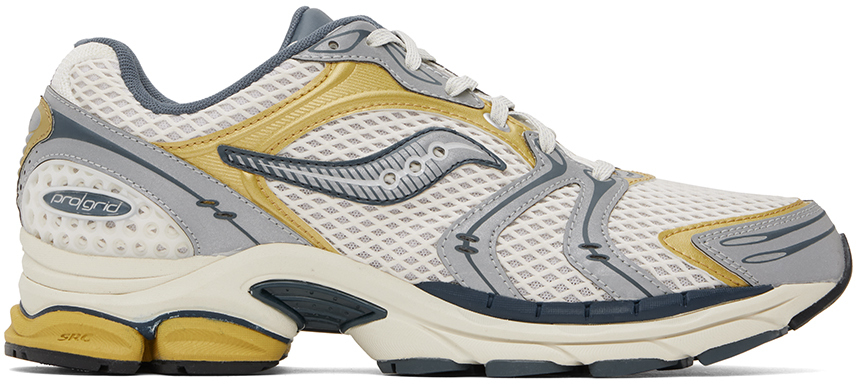 Shop Saucony Gray & Yellow Progrid Triumph 4 Sneakers In Grey/silver