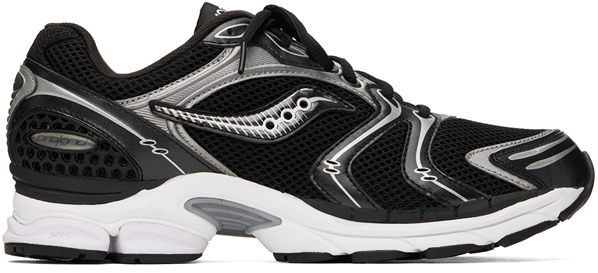 Shop Saucony Black Progrid Triumph 4 Sneakers In Black/silver