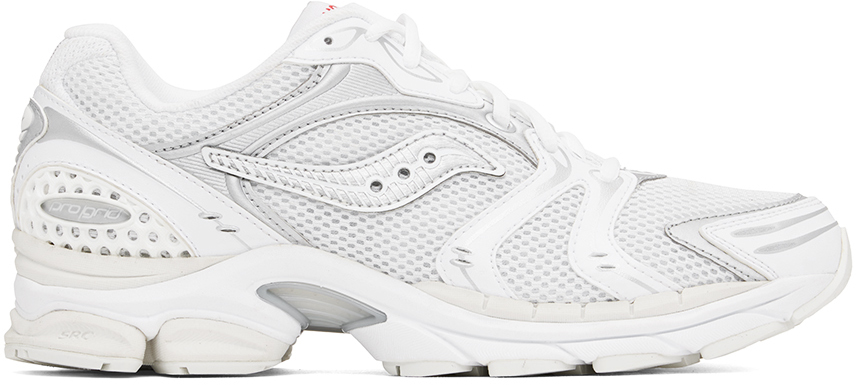 Shop Saucony White Progrid Triumph 4 Sneakers In White/silver