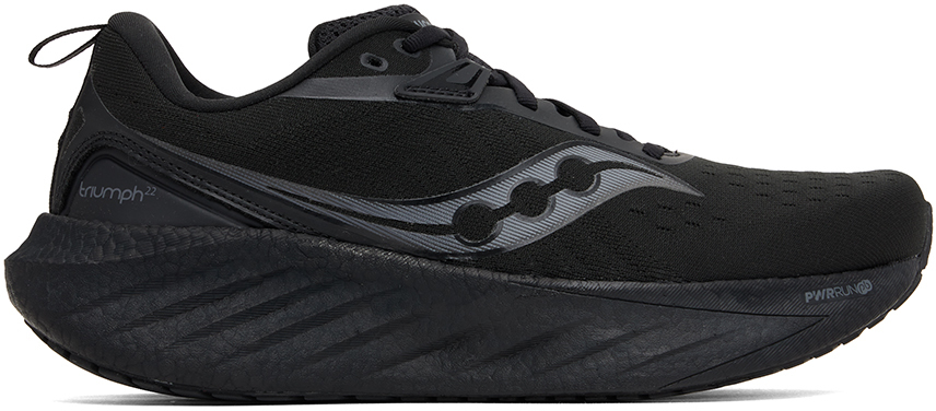 Shop Saucony Black Triumph 22 Sneakers In Trple Black