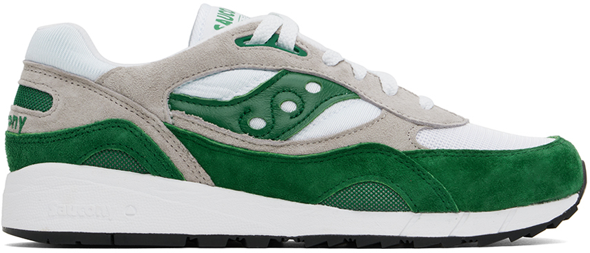 Shop Saucony White & Green Shadow 6000 Sneakers In White/green