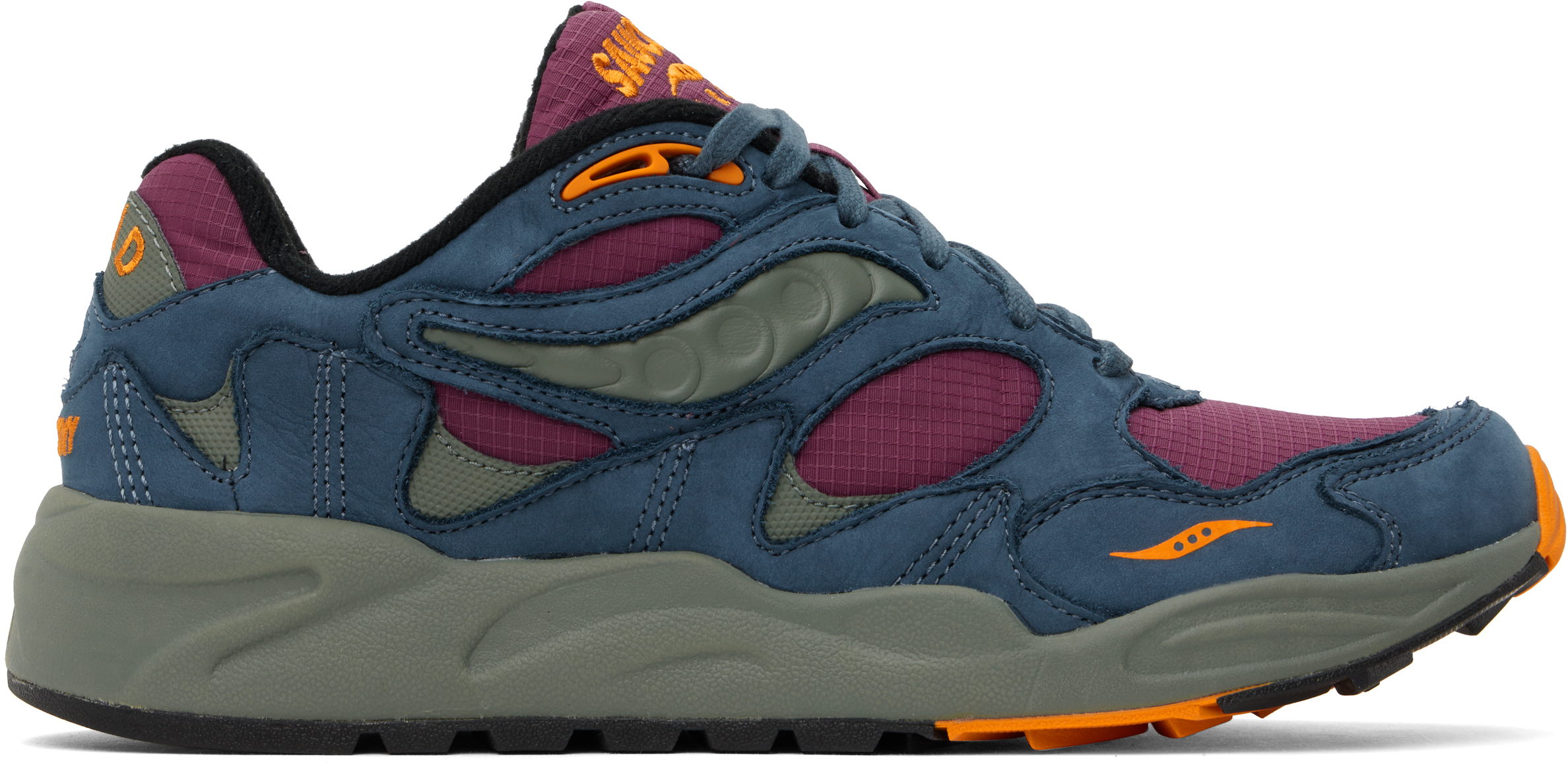 Shop Saucony Navy & Purple Grid Shadow 2 Premium Sneakers In Purple/blue