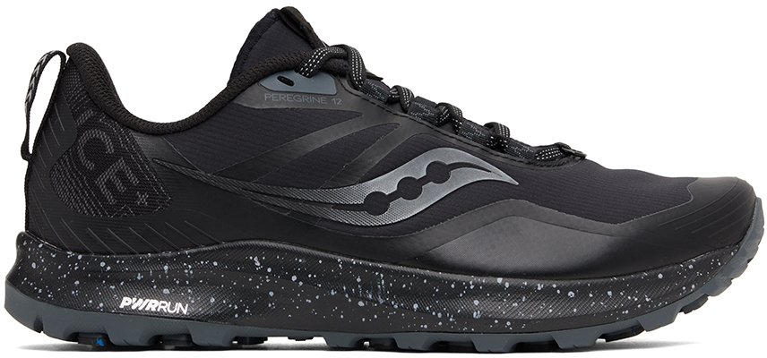 Shop Saucony Black Peregrine Ice+ 3 Sneakers In Black/shadow