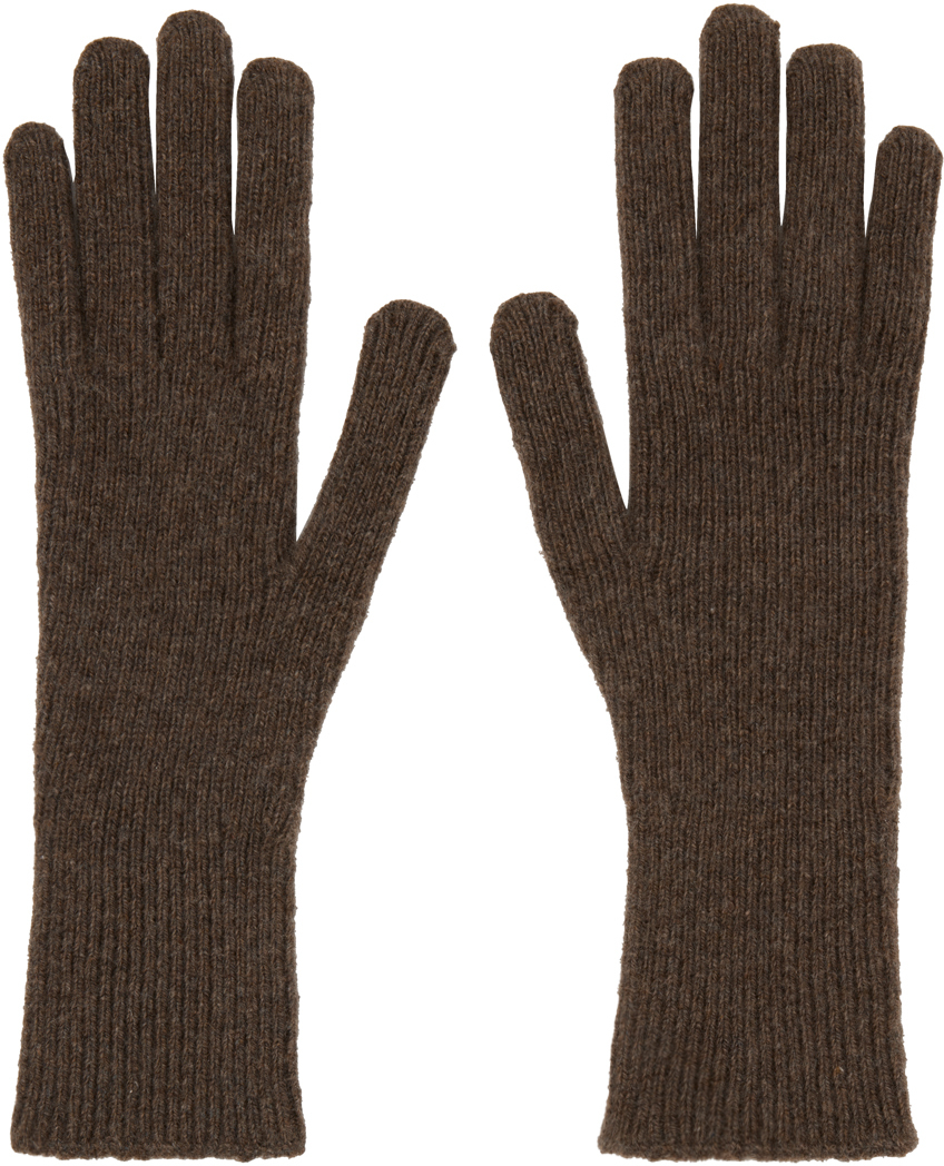 Brown Ribbed Gloves