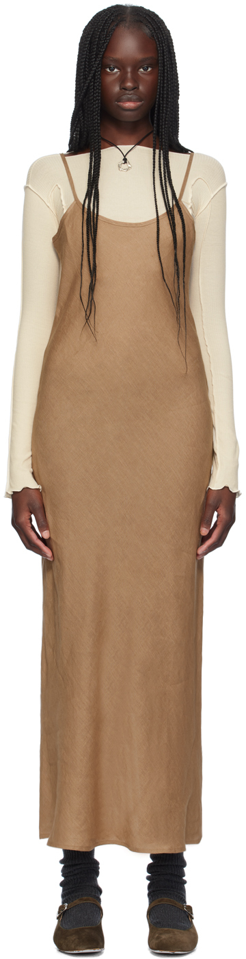 Shop Baserange Beige Dydine Maxi Dress In Ocular