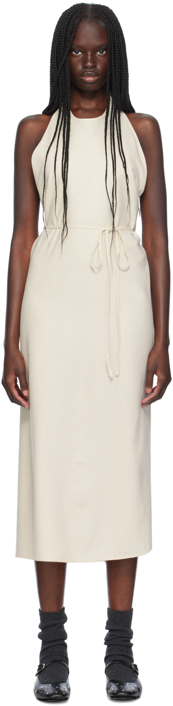 Shop Baserange Off-white Apron Midi Dress In Off White