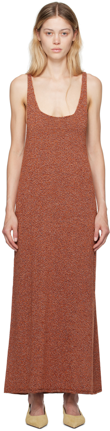 Shop Baserange Orange Seira Maxi Dress In Rust Melange