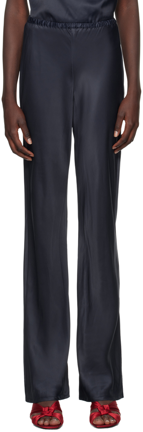 Shop Baserange Navy Dydine Trousers In Blue Black