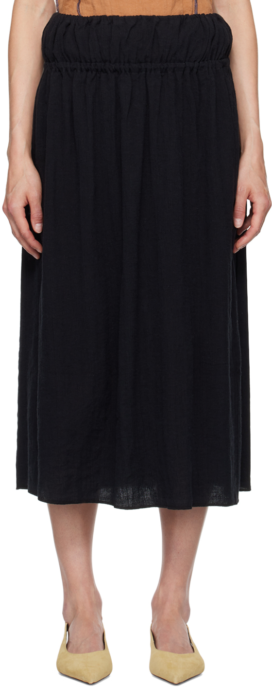 Shop Baserange Black Diph Midi Skirt