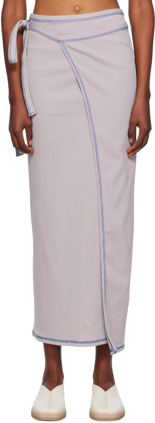 Gray Garble Wrap Maxi Skirt